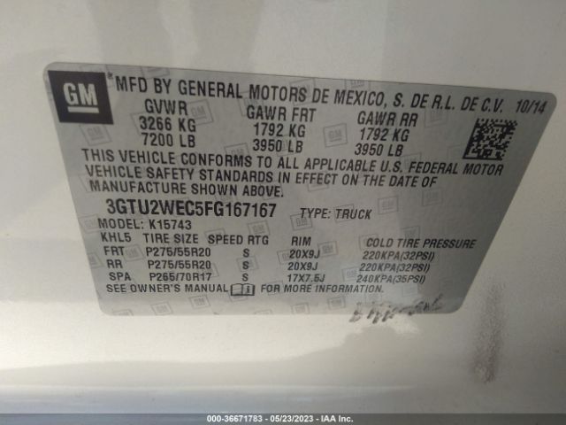 3GTU2WEC5FG167167 GMC Sierra 1500 Denali