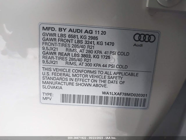 WA1LXAF78MD020301 Audi Q7 Premium Plus
