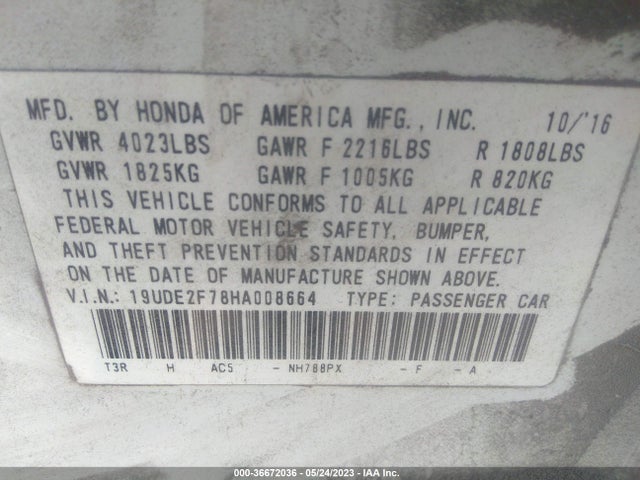 19UDE2F78HA008664 Acura Ilx W