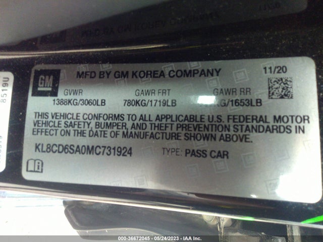 Chevrolet SPARK 1LT 2021 KL8CD6SA0MC731924 Image 9