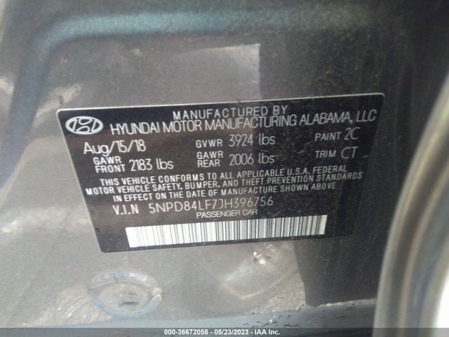 Hyundai Elantra Value Edition 2018 5NPD84LF7JH396756 Image 9