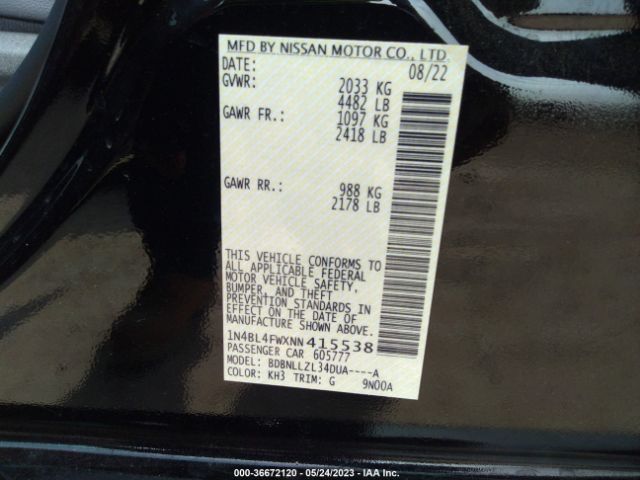 1N4BL4FWXNN415538 Nissan Altima 2.5 Platinum