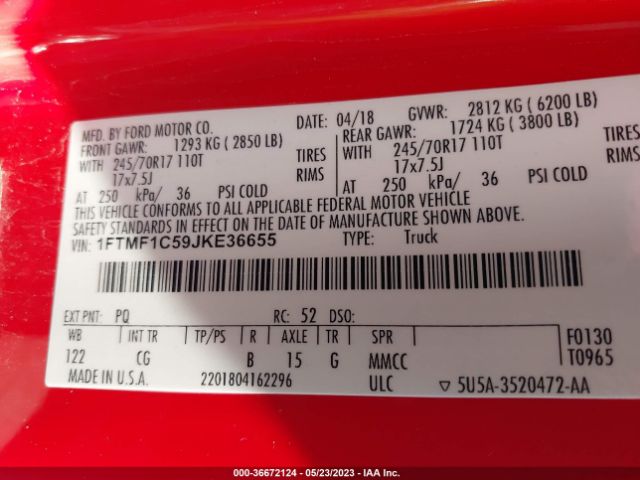 1FTMF1C59JKE36655 Ford F-150 Xl/xlt