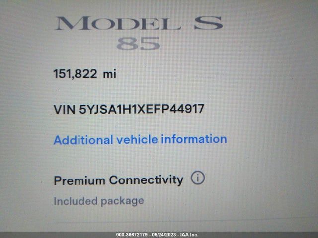 5YJSA1H1XEFP44917 Tesla Model S 60 Kwh Battery/p85