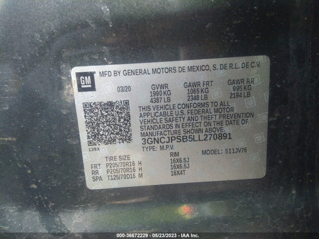 Chevrolet Trax Lt 2020 3GNCJPSB5LL270891 Image 9
