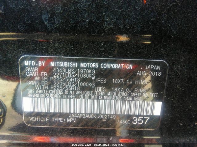 JA4AP3AU8KU002149 Mitsubishi Outlander Sport 2.0