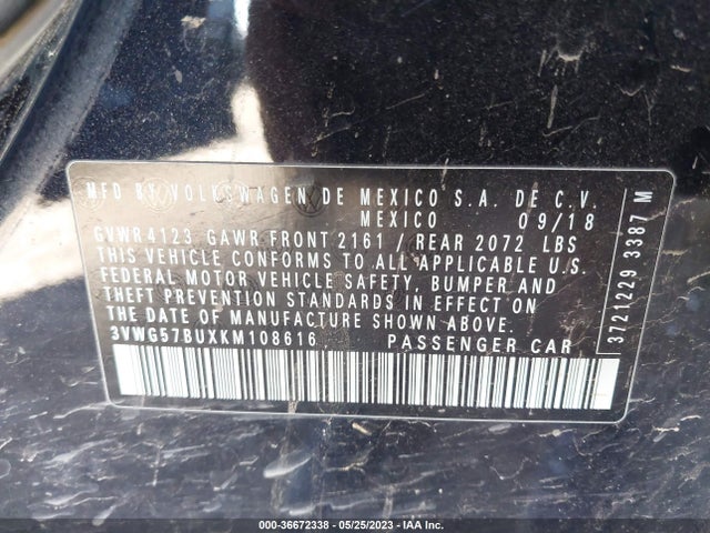 3VWG57BUXKM108616 Volkswagen Jetta Sel Premium