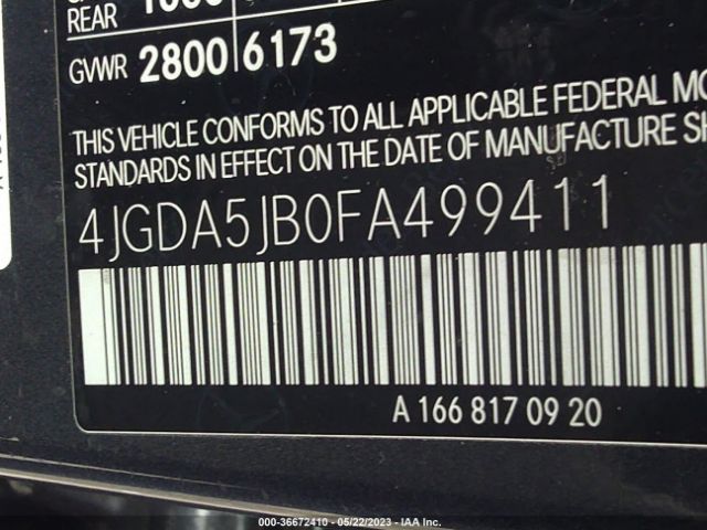 4JGDA5JB0FA499411 Mercedes-Benz M-class Ml 350