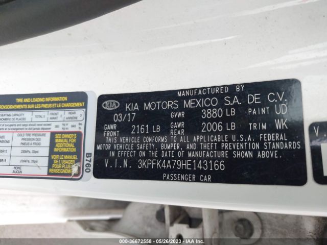 3KPFK4A79HE143166 KIA FORTE LX