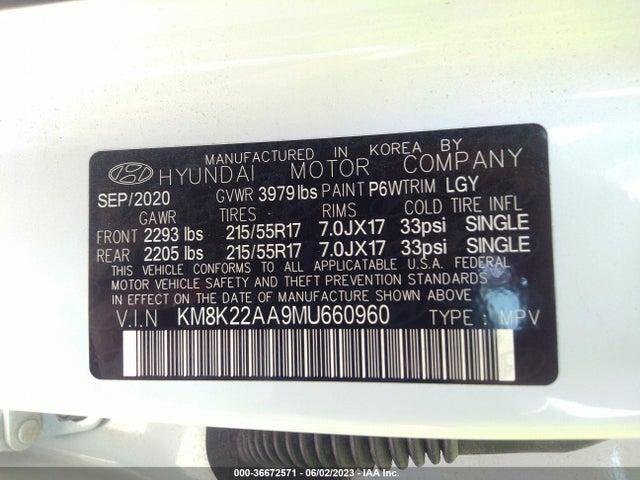 Hyundai Kona Sel 2021 KM8K22AA9MU660960 Image 10