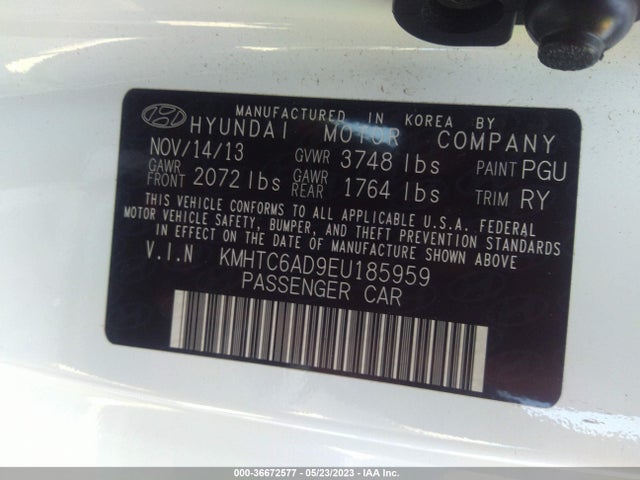 Hyundai Veloster Base W/gray 2014 KMHTC6AD9EU185959 Image 9