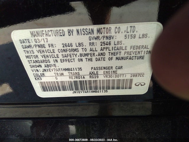 JN1EV7AR1HM841135 Infiniti Q50 3.0t Signature Edition