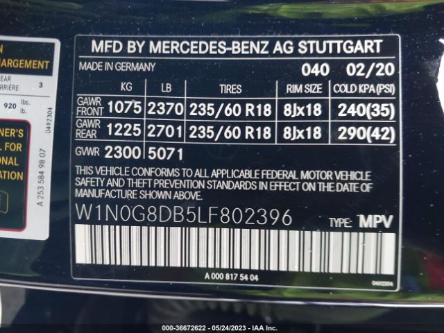 W1N0G8DB5LF802396 Mercedes-Benz Glc Glc 300