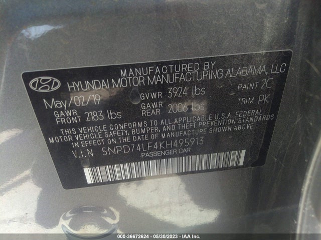 Hyundai ELANTRA SE 2019 5NPD74LF4KH495913 Image 10