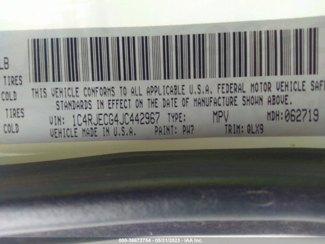 1C4RJECG4JC442967 Jeep Grand Cherokee High Altitude