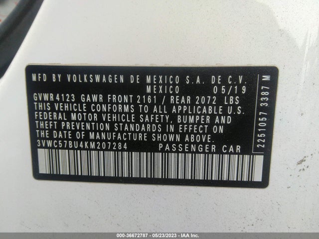 3VWC57BU4KM207284 Volkswagen Jetta S/se/r-line
