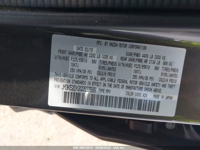 2016 MAZDA CX-5 GRAND TOURING VIN: JM3KE2DY2G0637589