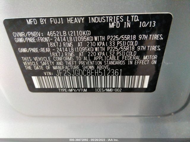 JF2SJGDC8EH512361 Subaru Forester 2.0xt Premium