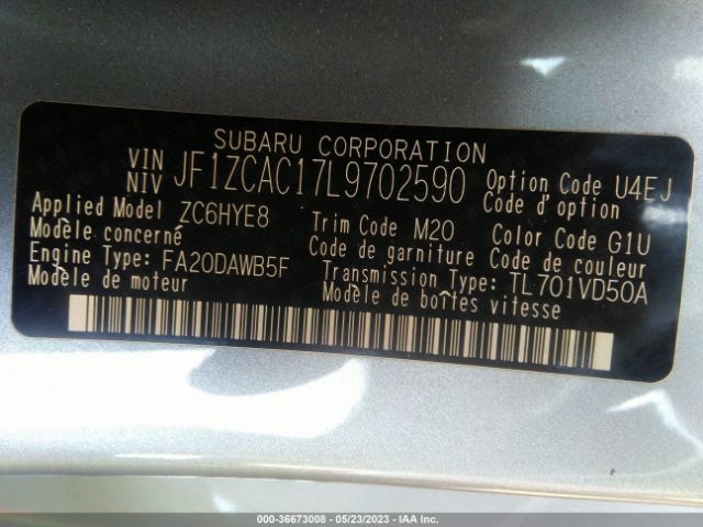 JF1ZCAC17L9702590 Subaru Brz Limited