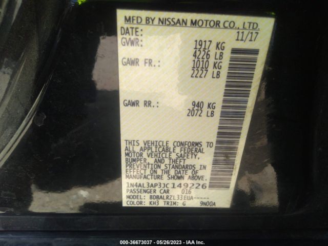 1N4AL3AP3JC149226 Nissan Altima 2.5 Sl