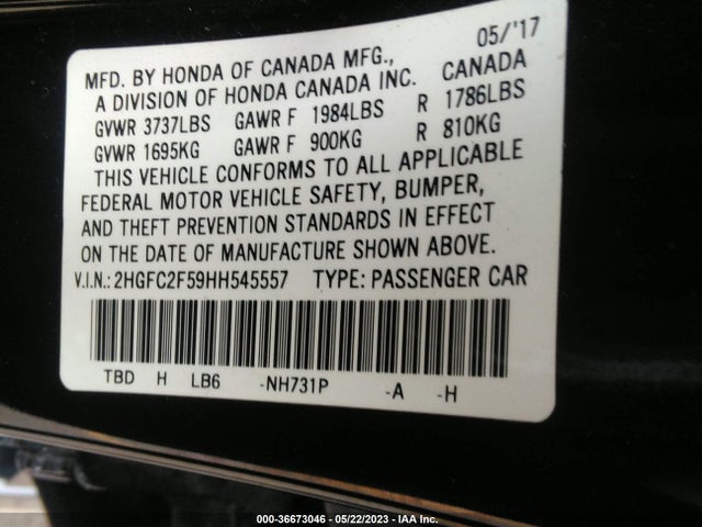 Honda Civic Sedan Lx 2017 2HGFC2F59HH545557 Image 11