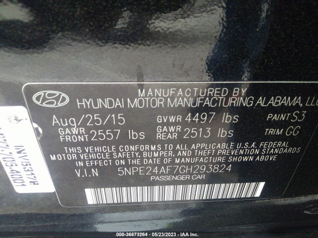 Hyundai Sonata 2.4l Se 2016 5NPE24AF7GH293824 Image 10