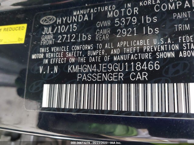 Hyundai Genesis 3.8l 2016 KMHGN4JE9GU118466 Image 11
