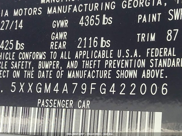 KIA Optima Lx 2015 5XXGM4A79FG422006 Image 10