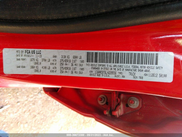 RAM 1500 Big Horn 2020 1C6RREBT6LN229556 Image 9