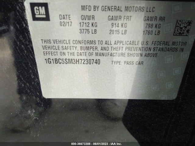 Chevrolet CRUZE LS 2017 1G1BC5SM3H7230740 Image 11