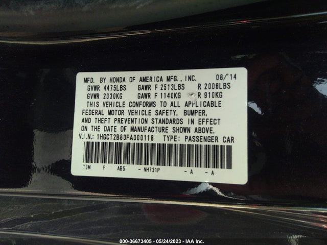 Honda Accord Coupe Ex-l 2015 1HGCT2B80FA000118 Image 9