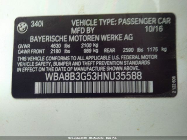 WBA8B3G53HNU35588 BMW 3 Series 340i