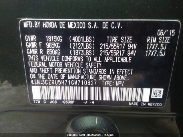 Honda r18z9 2016 3CZRU5H71GM710827 Image 22