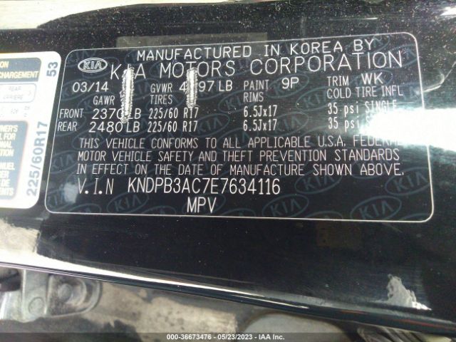 KNDPB3AC7E7634116 KIA Sportage Lx