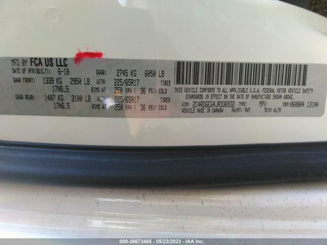 2C4RDGEG4JR336932 Dodge Grand Caravan Gt