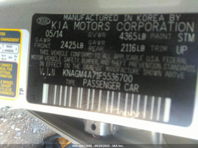 KNAGM4A71F5536700 KIA Optima Lx