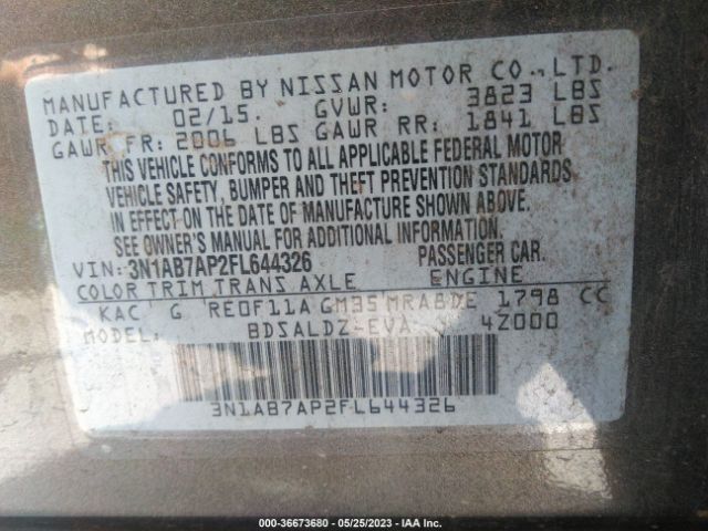 3N1AB7AP2FL644326 Nissan SENTRA SV