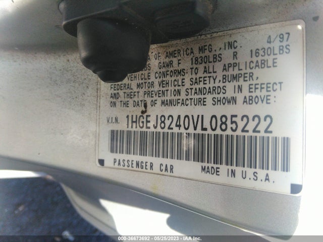 1997 HONDA CIVIC EX VIN: 1HGEJ8240VL085222