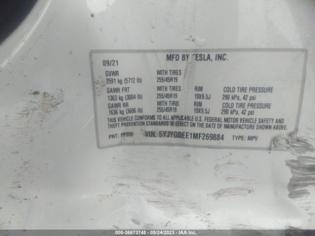5YJYGDEE1MF269884 Tesla Model Y Long Range