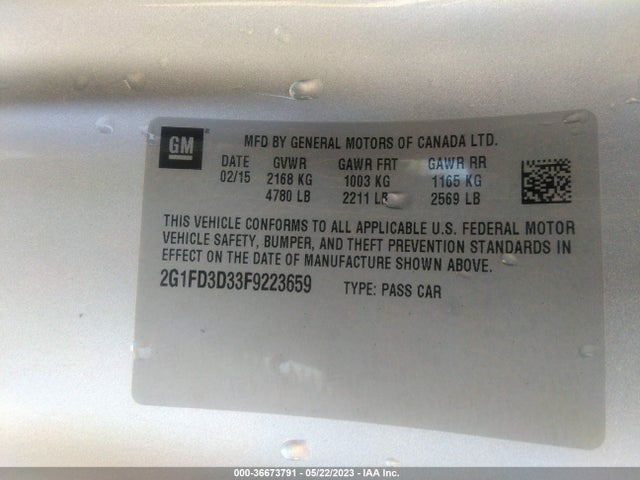 Chevrolet CAMARO LT 2015 2G1FD3D33F9223659 Image 10