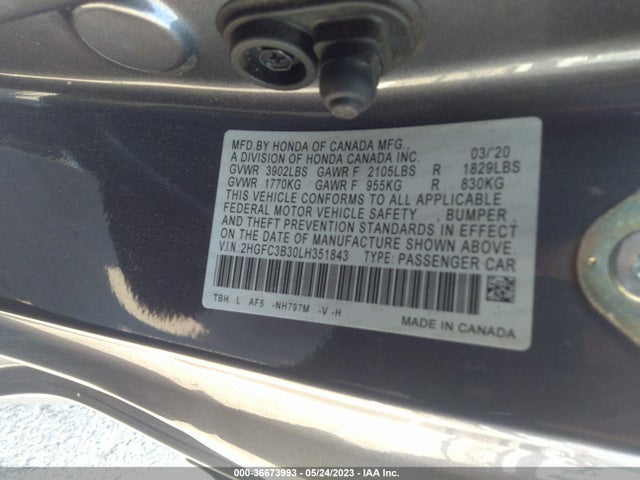 Honda Civic Coupe Ex 2020 2HGFC3B30LH351843 Image 9