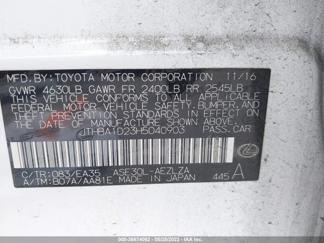 JTHBA1D23H5040903 Lexus Is Is Turbo