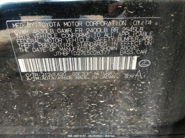 Lexus IS 250 2014 JTHBF1D27E5028377 Image 9