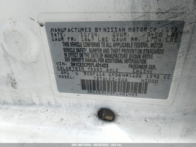 Nissan Versa Note S Plus 2015 3N1CE2CP2FL401423 Image 10