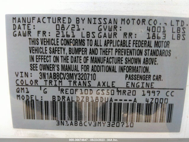 Nissan SENTRA SV 2021 3N1AB8CV3MY320710 Image 9