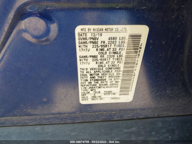 JN8AT2MTXLW035033 Nissan ROGUE S