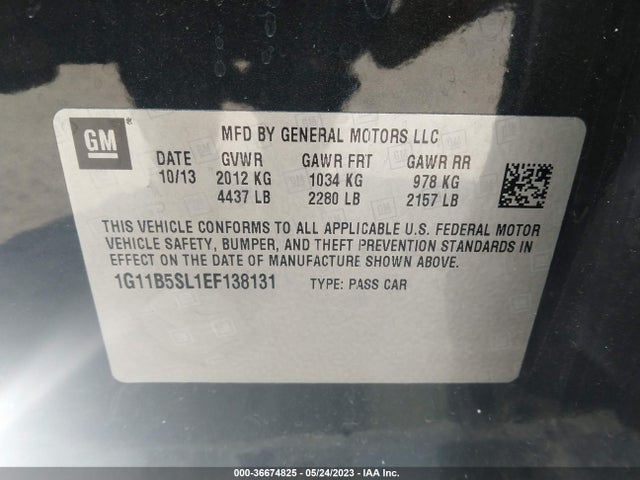 2014 CHEVROLET MALIBU LS VIN: 1G11B5SL1EF138131