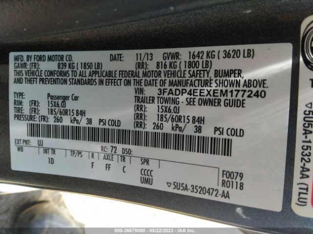 3FADP4EEXEM177240 Ford FIESTA SE