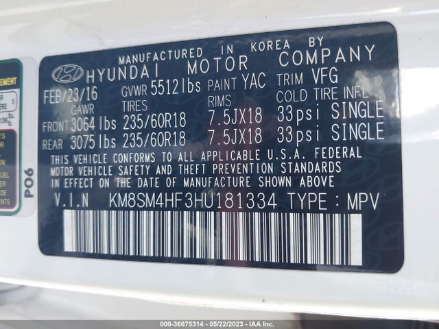 Hyundai Santa Fe Se 2017 KM8SM4HF3HU181334 Image 10