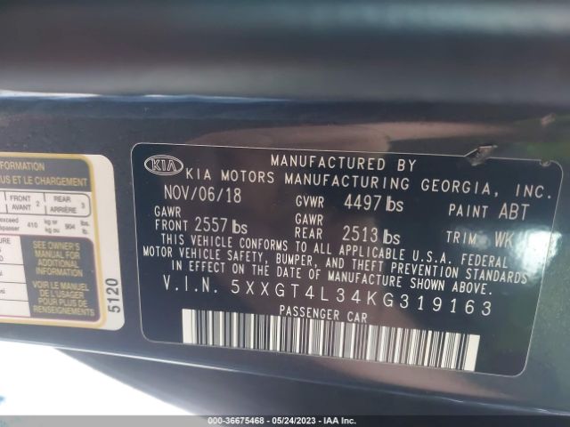 5XXGT4L34KG319163 KIA Optima Lx